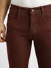 Men's Brown Regular Fit Washed Jeans Stretchable