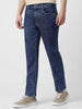 Men's Dark Blue Regular Fit Washed Jeans Stretchable