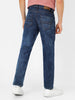Men's Dark Blue Regular Fit Washed Jeans Stretchable