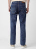 Men's Dark Blue Regular Fit Washed Jeans Stretchable