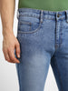 Men's Light Blue Regular Fit Washed Jeans Stretchable