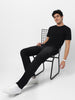 Men's Black Regular Fit Washed Jeans Stretchable