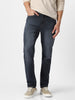 Men's Grey Regular Fit Washed Jeans Stretchable