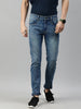 Men's Light Blue Slim Fit Whisker Washed Jeans Stretchable