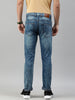 Men's Blue Slim Fit Whisker Washed Jeans Stretchable