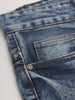 Men's Blue Slim Fit Whisker Washed Jeans Stretchable