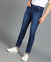 Men's Dark Blue Slim Fit Washed Jeans Stretchable