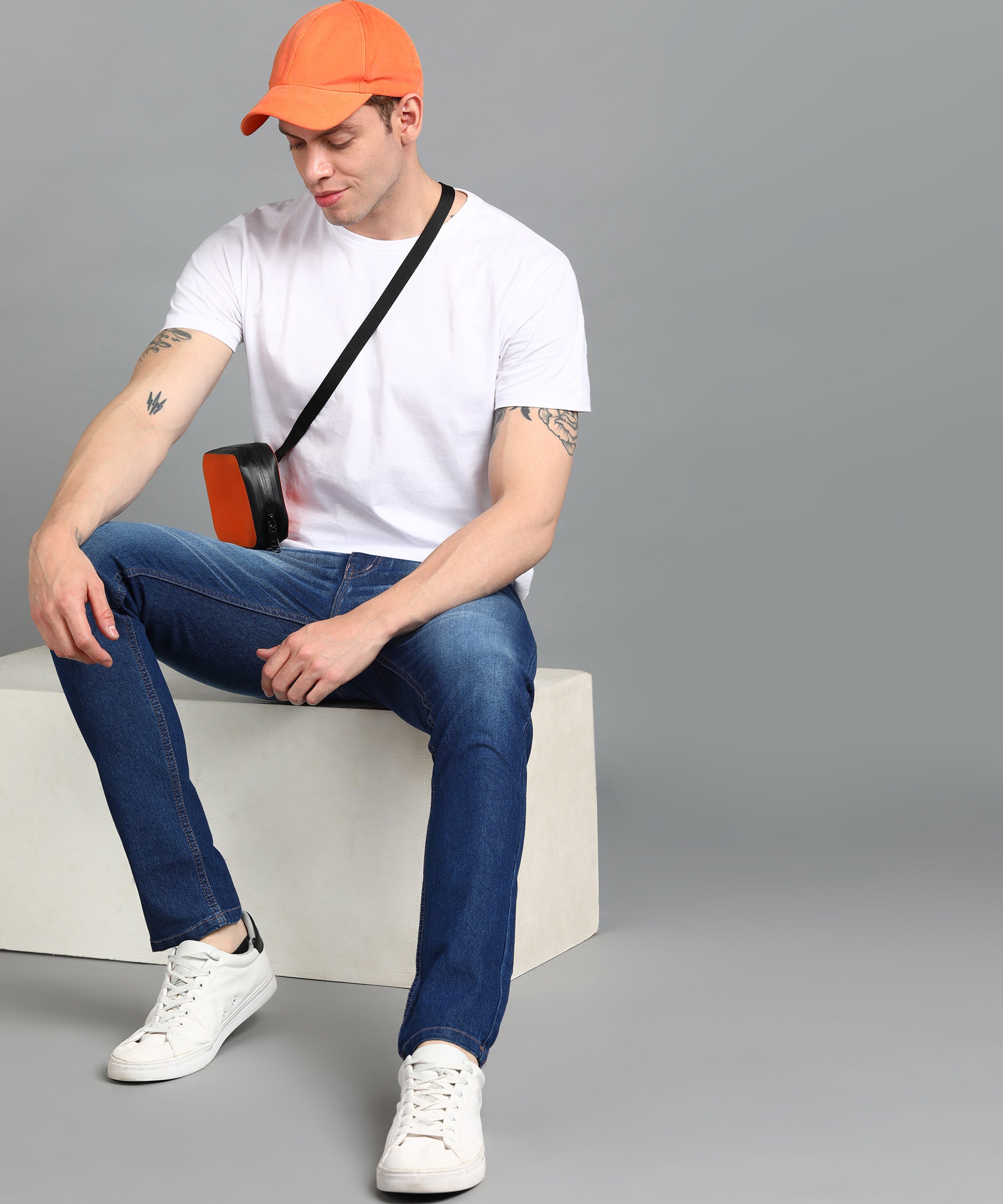 Men's Blue Slim Fit Washed Jeans Stretchable