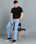 Men's Ice Blue Washed Bootcut Jeans Stretchable