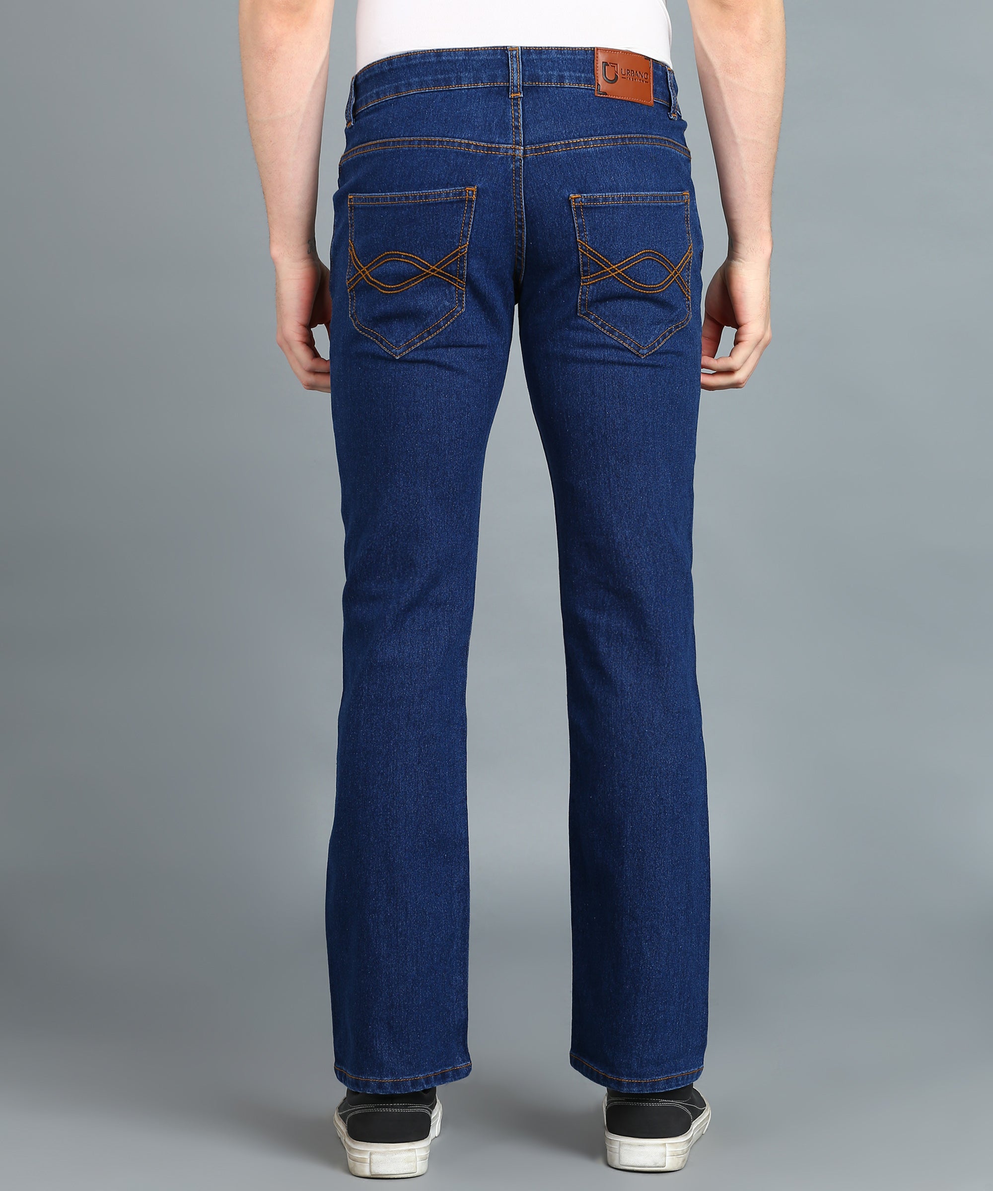 Men's Blue Washed Bootcut Jeans Stretchable