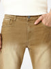Men's Khaki Washed Bootcut Jeans Stretchable