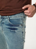 Men's Ice Blue Bootcut Fit Mid Rise Acid Wash Jeans Stretchable
