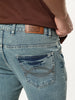 Men's Ice Blue Bootcut Fit Mid Rise Acid Wash Jeans Stretchable