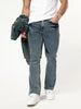 Men's Light Blue Bootcut Fit Mid Rise Acid Wash Jeans Stretchable
