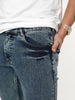 Men's Light Blue Bootcut Fit Mid Rise Acid Wash Jeans Stretchable