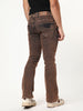 Men's Light Brown Bootcut Fit Mid Rise Acid Wash Jeans Stretchable