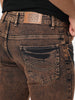 Men's Light Brown Bootcut Fit Mid Rise Acid Wash Jeans Stretchable