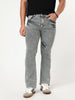 Men's Light Grey Bootcut Fit Mid Rise Acid Wash Jeans Stretchable