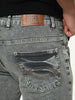 Men's Light Grey Bootcut Fit Mid Rise Acid Wash Jeans Stretchable