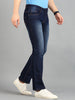 Men's Dark Blue Washed Bootcut Jeans Stretchable