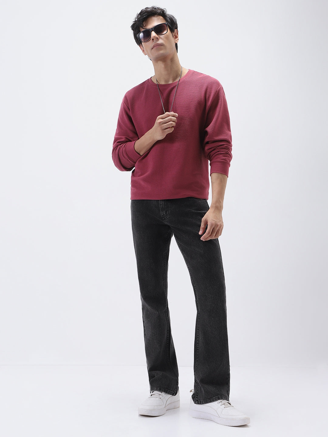 Men's Black Washed Bootcut Jeans Stretchable