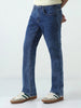 Men's Dark Blue Washed Bootcut Jeans Stretchable