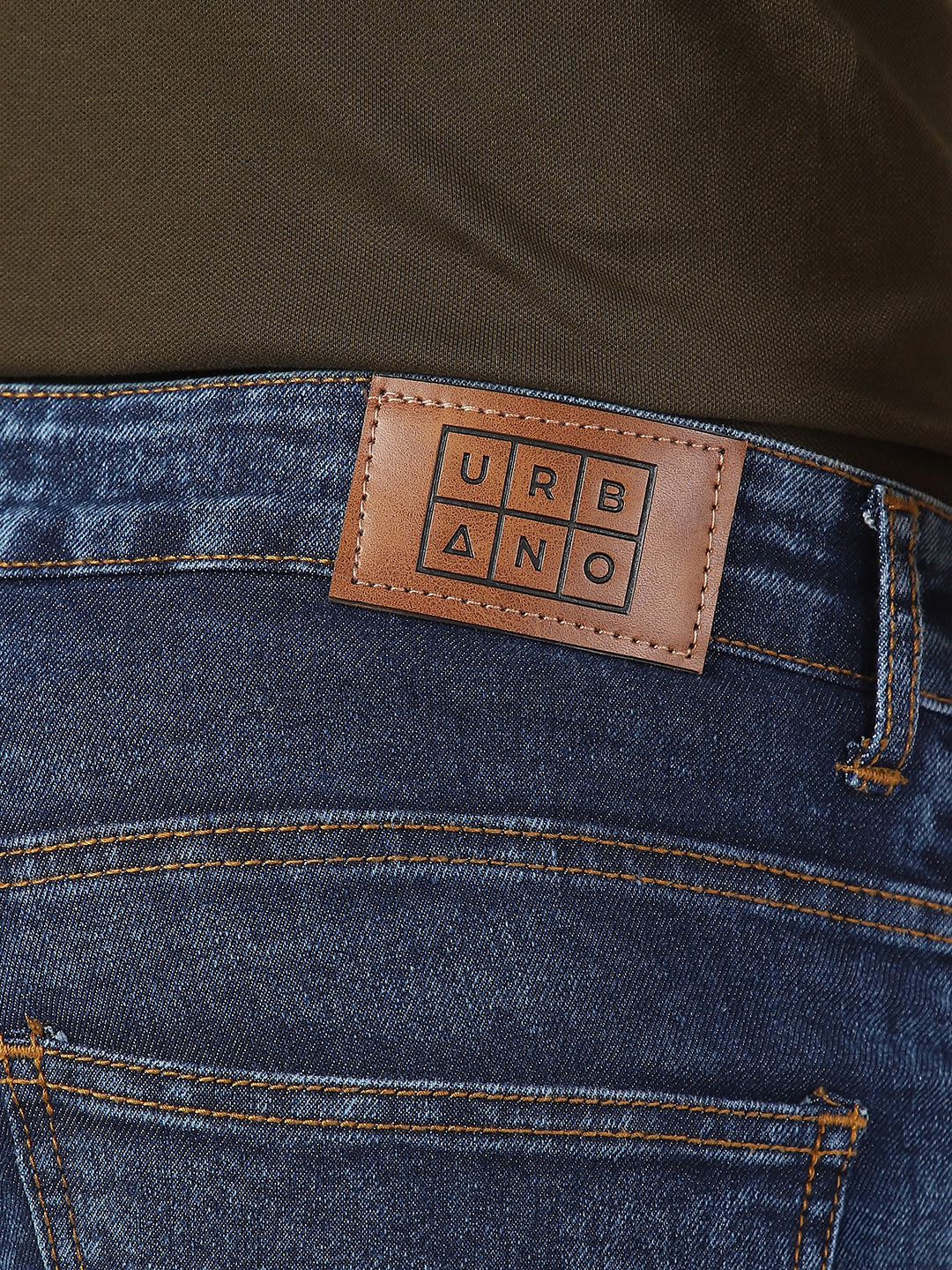 Men's Dark Blue Washed Bootcut Jeans Stretchable