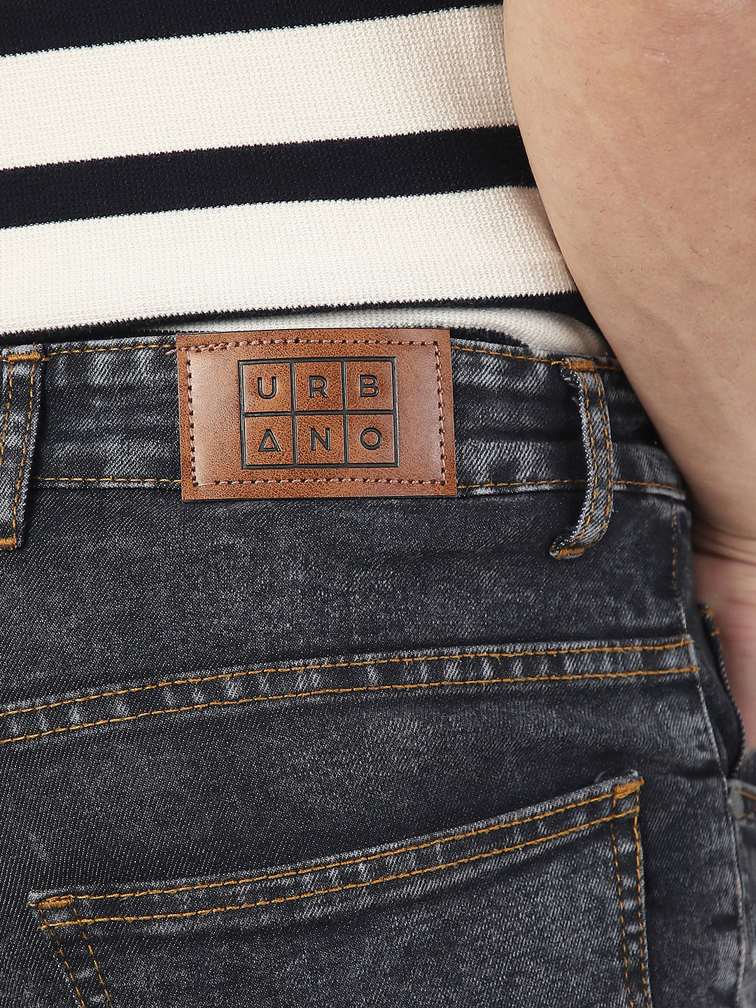 Men's Dark Grey Washed Bootcut Jeans Stretchable