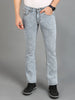 Men's Light Grey Washed Bootcut Jeans Stretchable