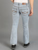 Men's Light Grey Washed Bootcut Jeans Stretchable