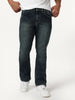 Men's Dark Blue Bootcut Fit Mid Rise Tinted Heavy Washed Jeans Stretchable