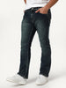 Men's Dark Blue Bootcut Fit Mid Rise Tinted Heavy Washed Jeans Stretchable