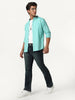 Men's Dark Blue Bootcut Fit Mid Rise Tinted Heavy Washed Jeans Stretchable