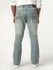 Men's Ice Blue Bootcut Fit Mid Rise Tinted Heavy Washed Jeans Stretchable
