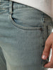 Men's Ice Blue Bootcut Fit Mid Rise Tinted Heavy Washed Jeans Stretchable