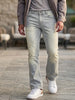 Men's Ice Grey Bootcut Fit Mid Rise Tinted Heavy Washed Jeans Stretchable
