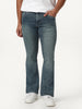 Men's Light Blue Bootcut Fit Mid Rise Tinted Heavy Washed Jeans Stretchable