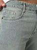 Men's Light Grey Bootcut Fit Mid Rise Tinted Heavy Washed Jeans Stretchable