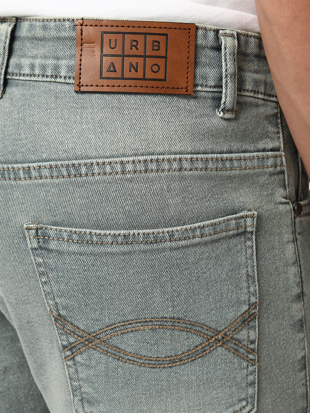 Men's Light Grey Bootcut Fit Mid Rise Tinted Heavy Washed Jeans Stretchable