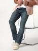 Men's Blue Bootcut Fit Mid Rise Tinted Heavy Washed Jeans Stretchable