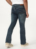 Men's Blue Bootcut Fit Mid Rise Tinted Heavy Washed Jeans Stretchable