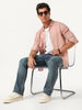 Men's Blue Bootcut Fit Mid Rise Tinted Heavy Washed Jeans Stretchable