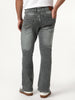 Men's Grey Bootcut Fit Mid Rise Tinted Heavy Washed Jeans Stretchable