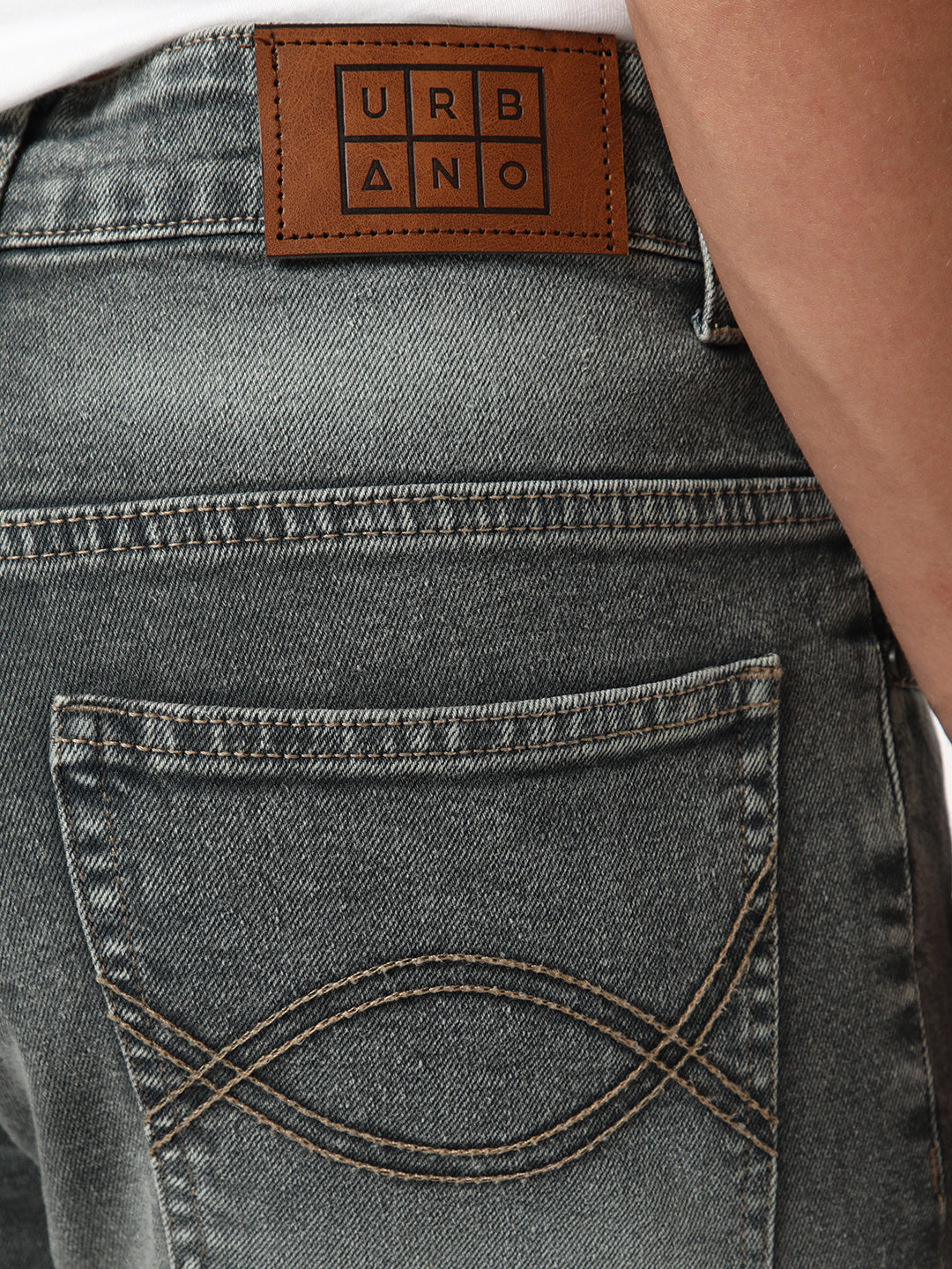 Men's Grey Bootcut Fit Mid Rise Tinted Heavy Washed Jeans Stretchable