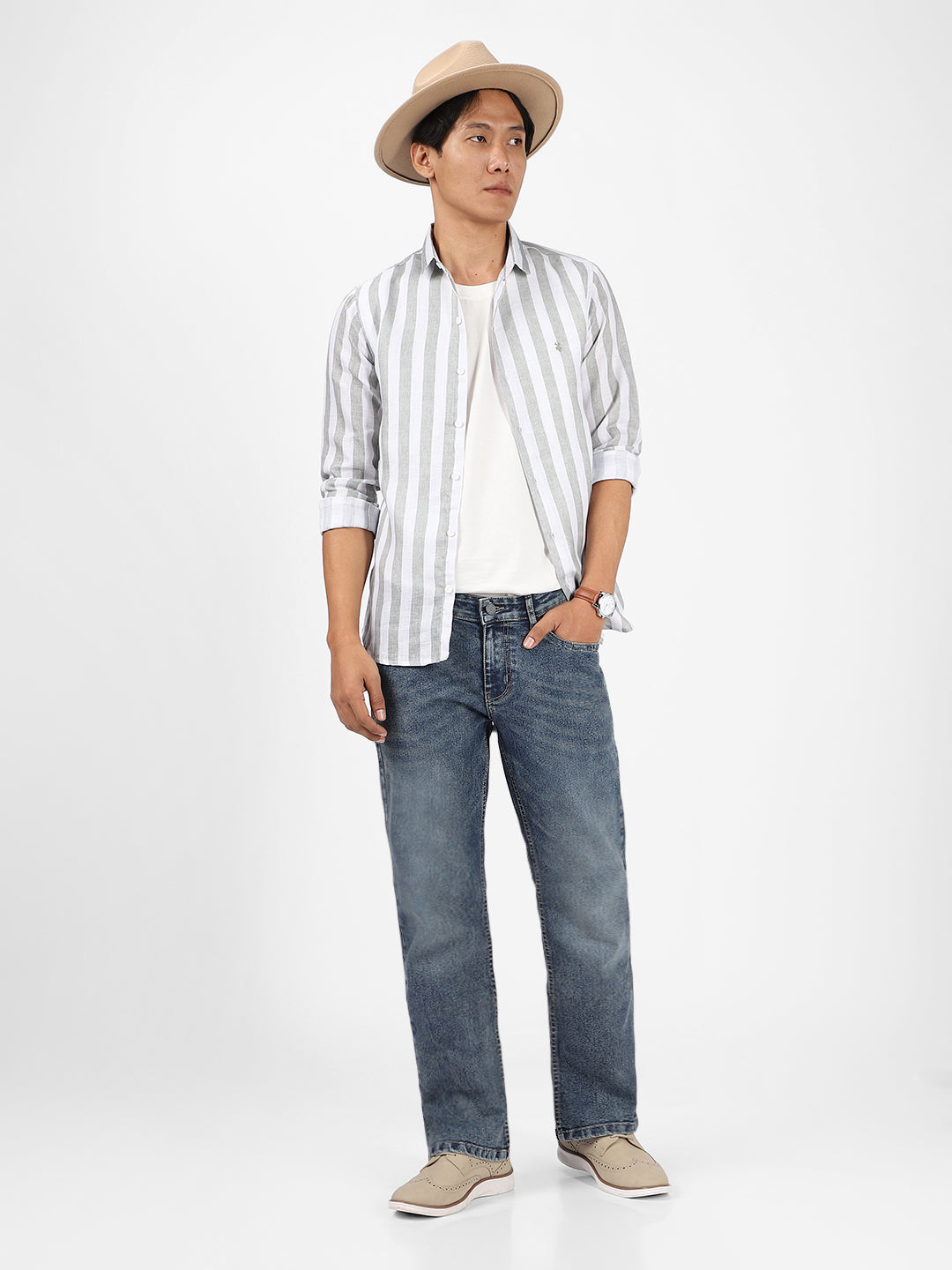 Men's Blue Washed Bootcut Jeans Stretchable