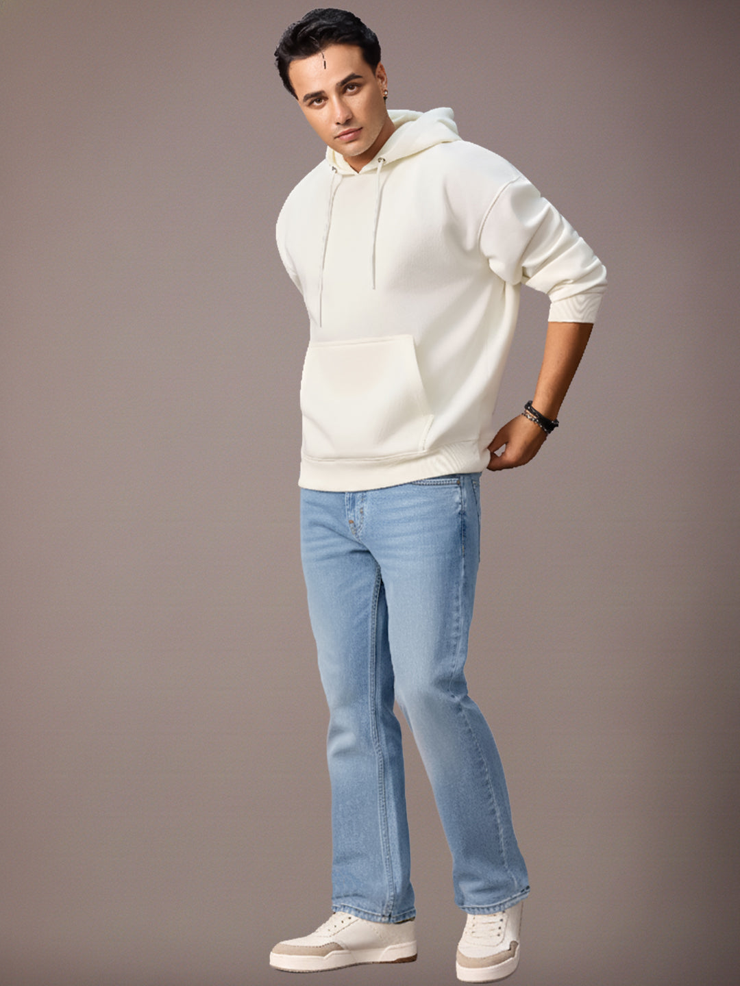 Men's Ice Blue Washed Bootcut Jeans Stretchable