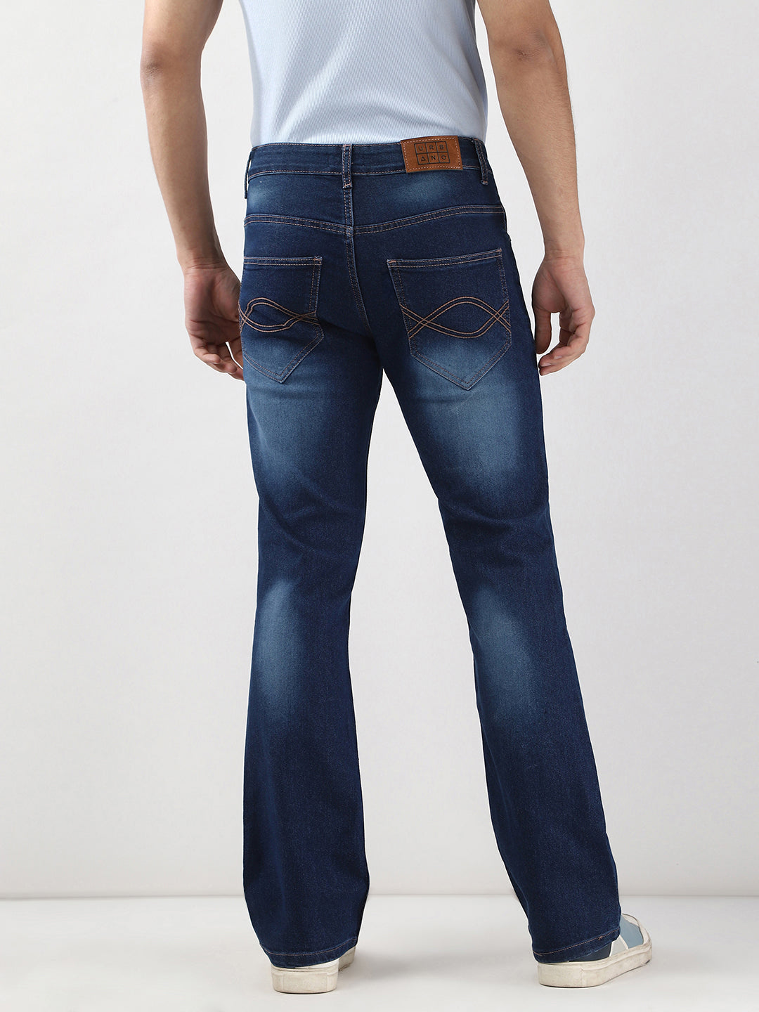Men's Blue Washed Bootcut Jeans Stretchable