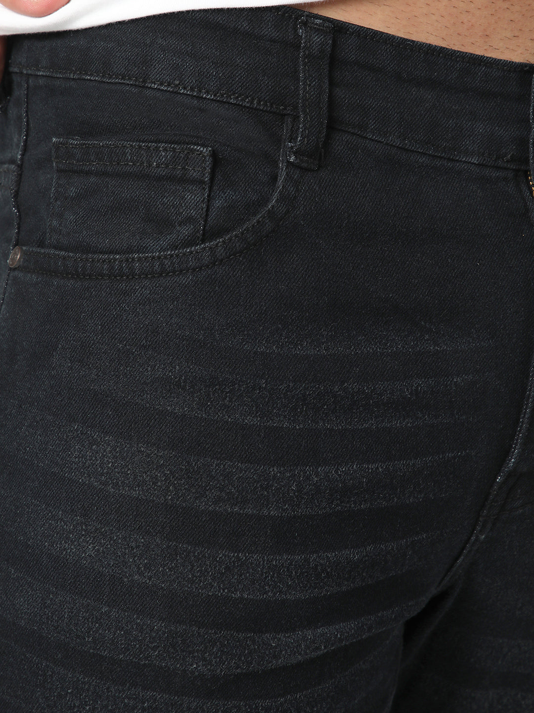 Men's Black Bootcut Fit Mid Rise Heavy Washed Jeans Stretchable