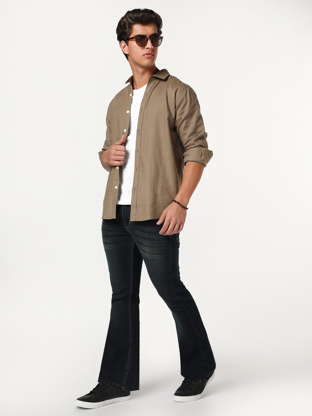 Men's Carbon Blue Bootcut Fit Mid Rise Heavy Washed Jeans Stretchable