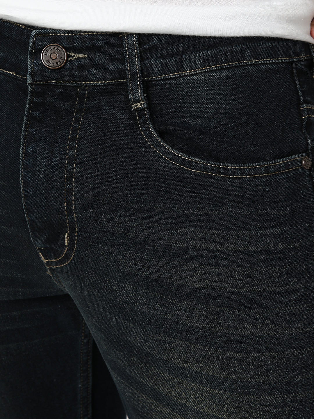 Men's Carbon Blue Bootcut Fit Mid Rise Heavy Washed Jeans Stretchable